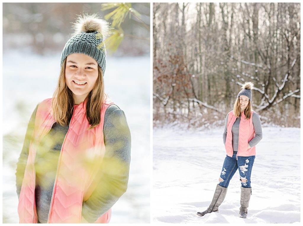 winter girl outfit woods photograph