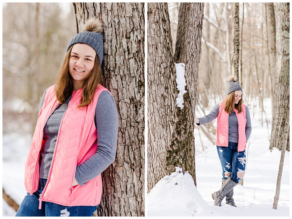 winter girl outfit woods photograph